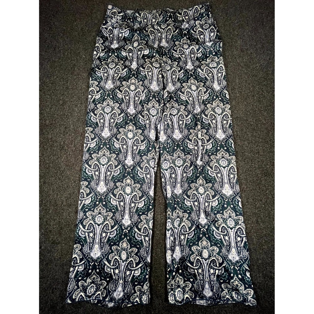 Soma Pajama Pants Womens Medium Blue‎ Paisley Stretch Lounge Sleepwear High Rise